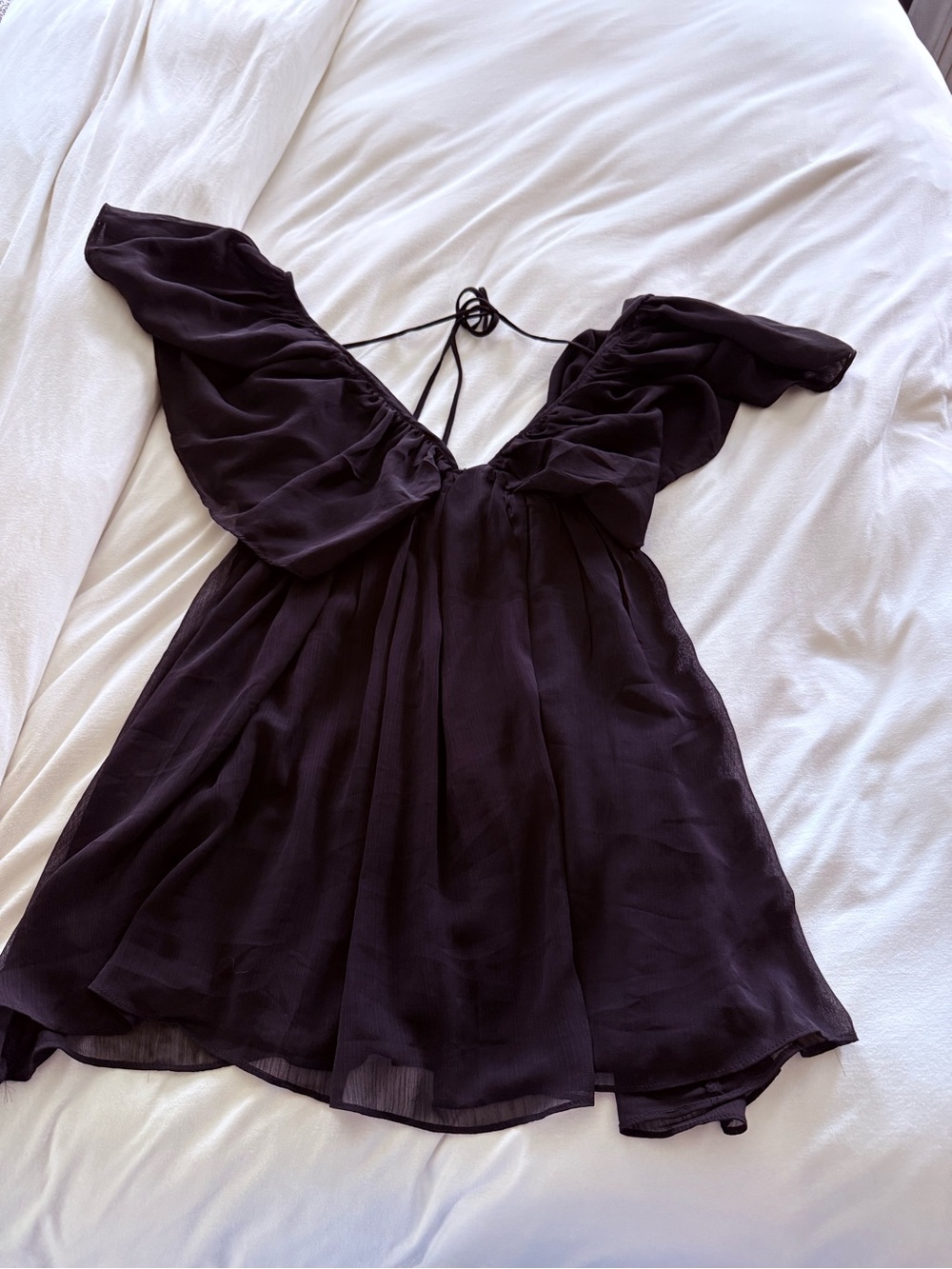Princess Polly Black Off-Shoulder Tie-Back